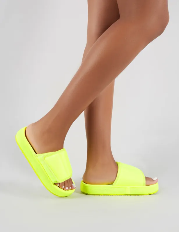 Revel Sliders in Neon Yellow sold by Public Desire