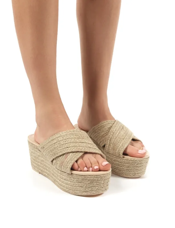 Breeze Nude Cross Over Espadrille Flatform Sandals sold by Public Desire