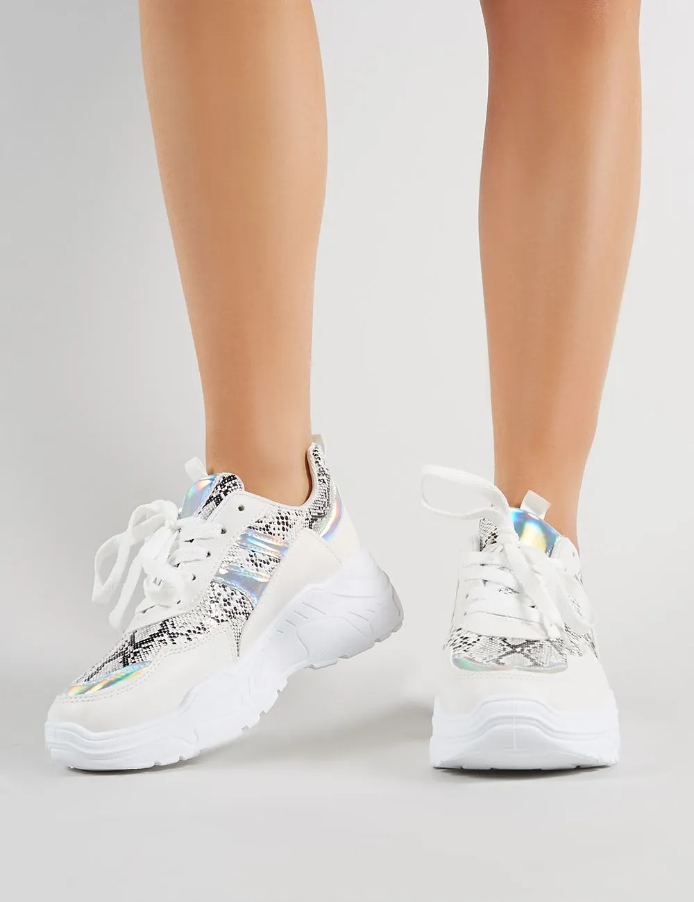 Burn Chunky Trainers in White and Snakeskin sold by Public Desire product image thumbnail 2