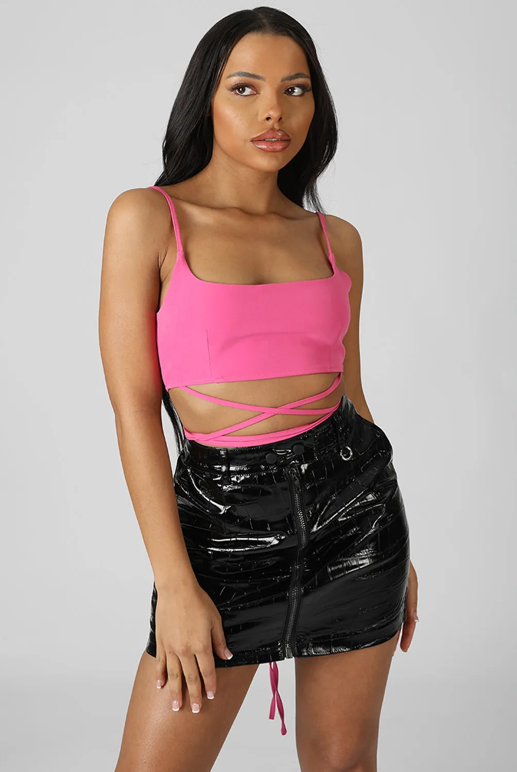 Strappy Square Neck Crop Top Pink sold by Public Desire product image thumbnail 3