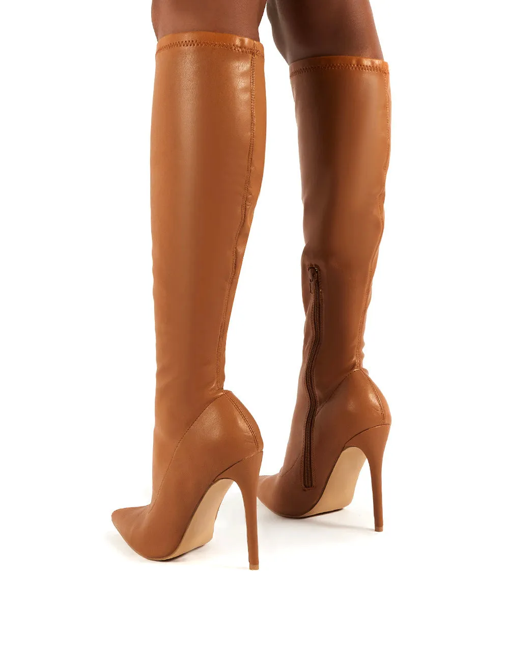 Ambition Camel PU Knee High Stiletto Heel Boots sold by Public Desire product image thumbnail 4