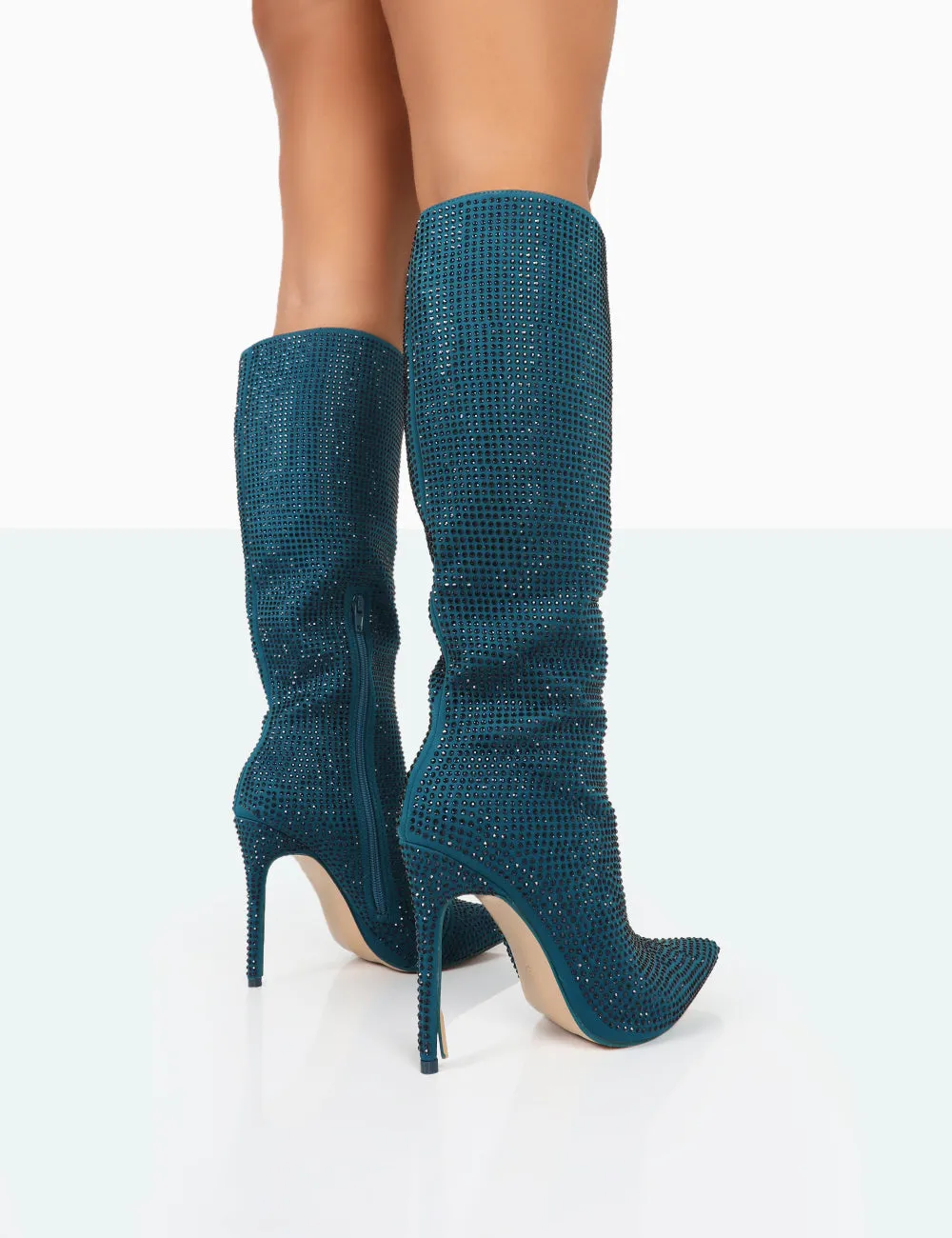Lexi Teal Diamante Stiletto Knee High Boots sold by Public Desire product image thumbnail 3