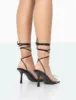 Peony Black Patent PU Strappy Bow Square Toe Stiletto Heels sold by Public Desire