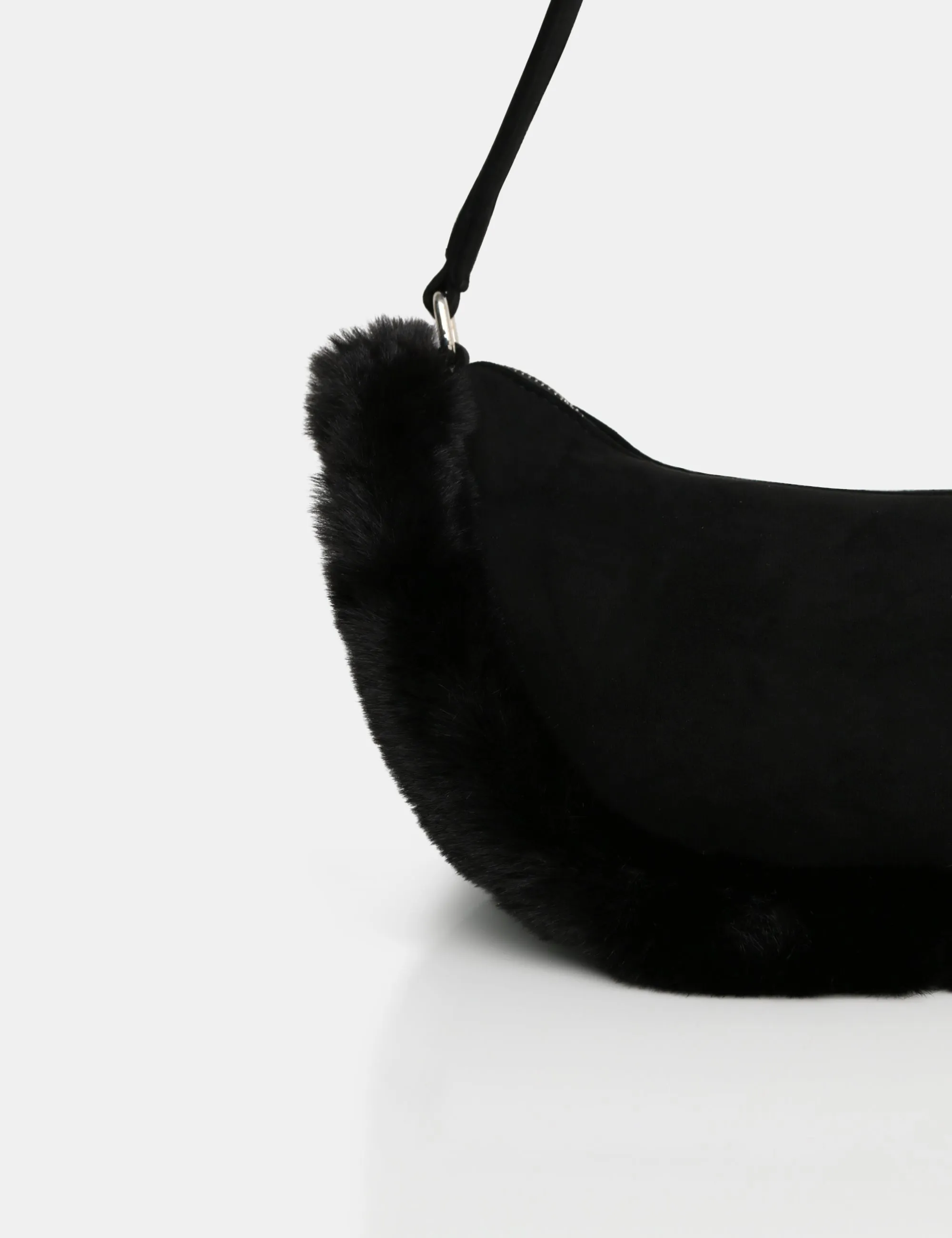 The Kinley Black Suede Faux Fur Shoulder Bag sold by Public Desire product image thumbnail 3