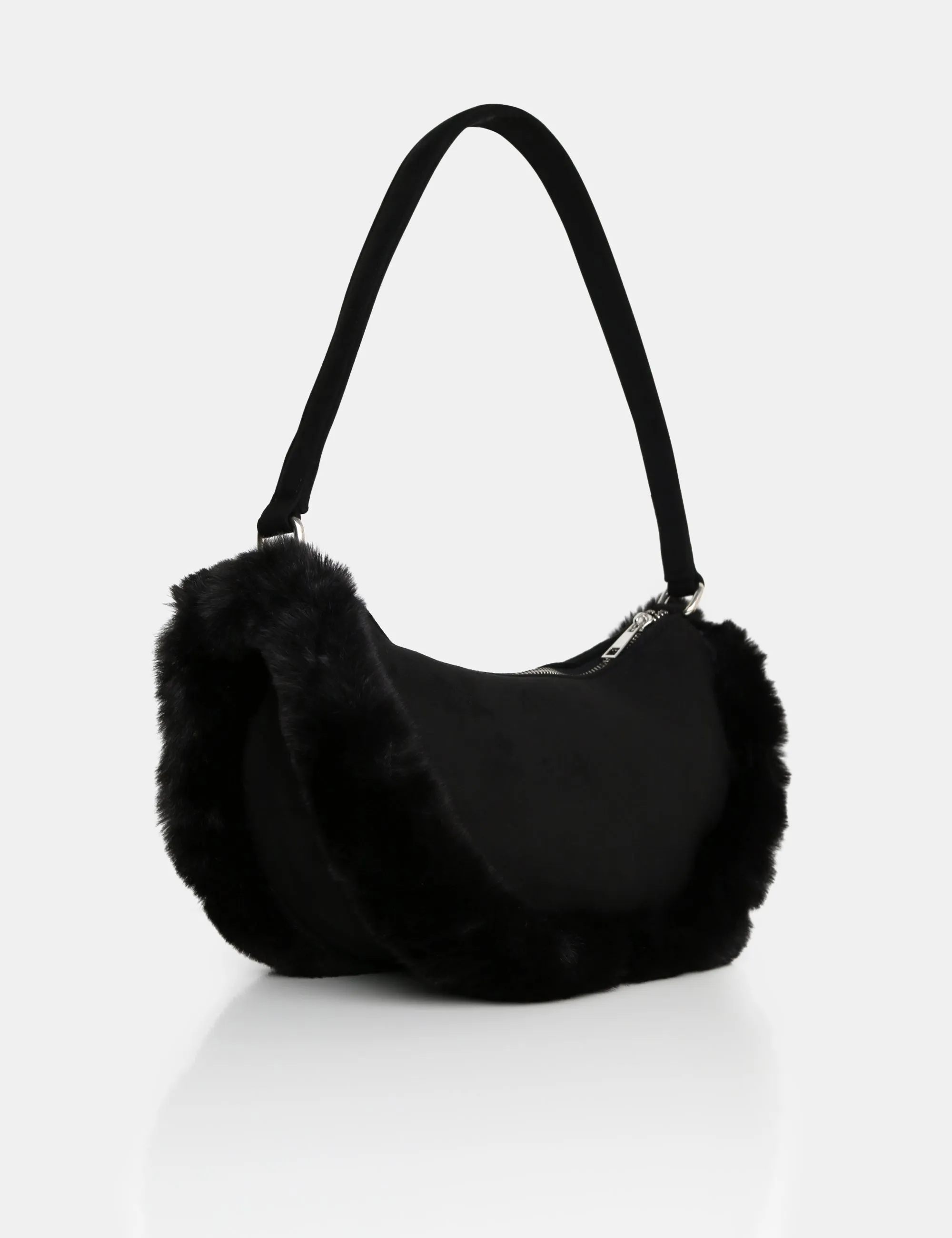 The Kinley Black Suede Faux Fur Shoulder Bag sold by Public Desire product image thumbnail 2