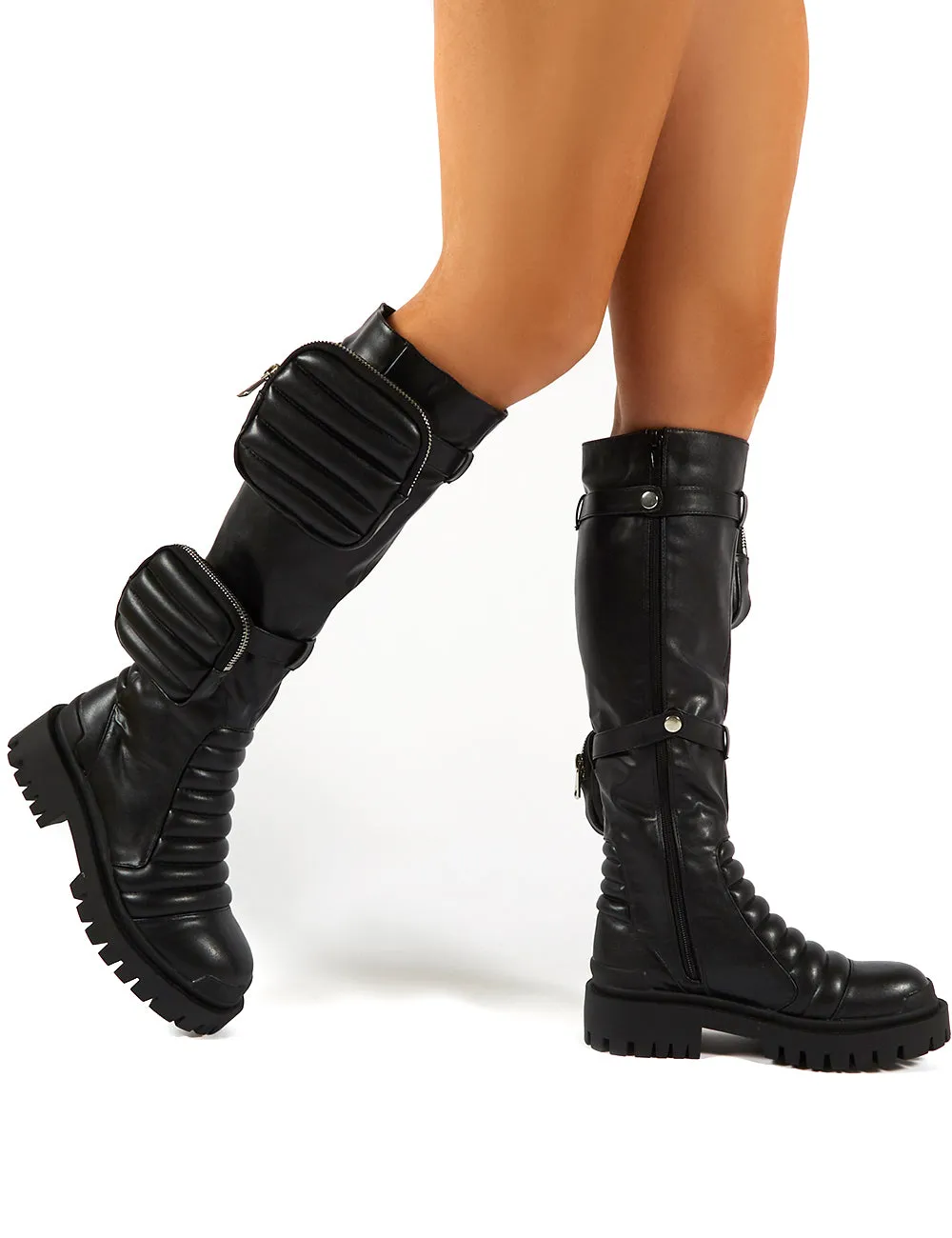 Tayla Black Knee High Pouch Boots sold by Public Desire product image thumbnail 4