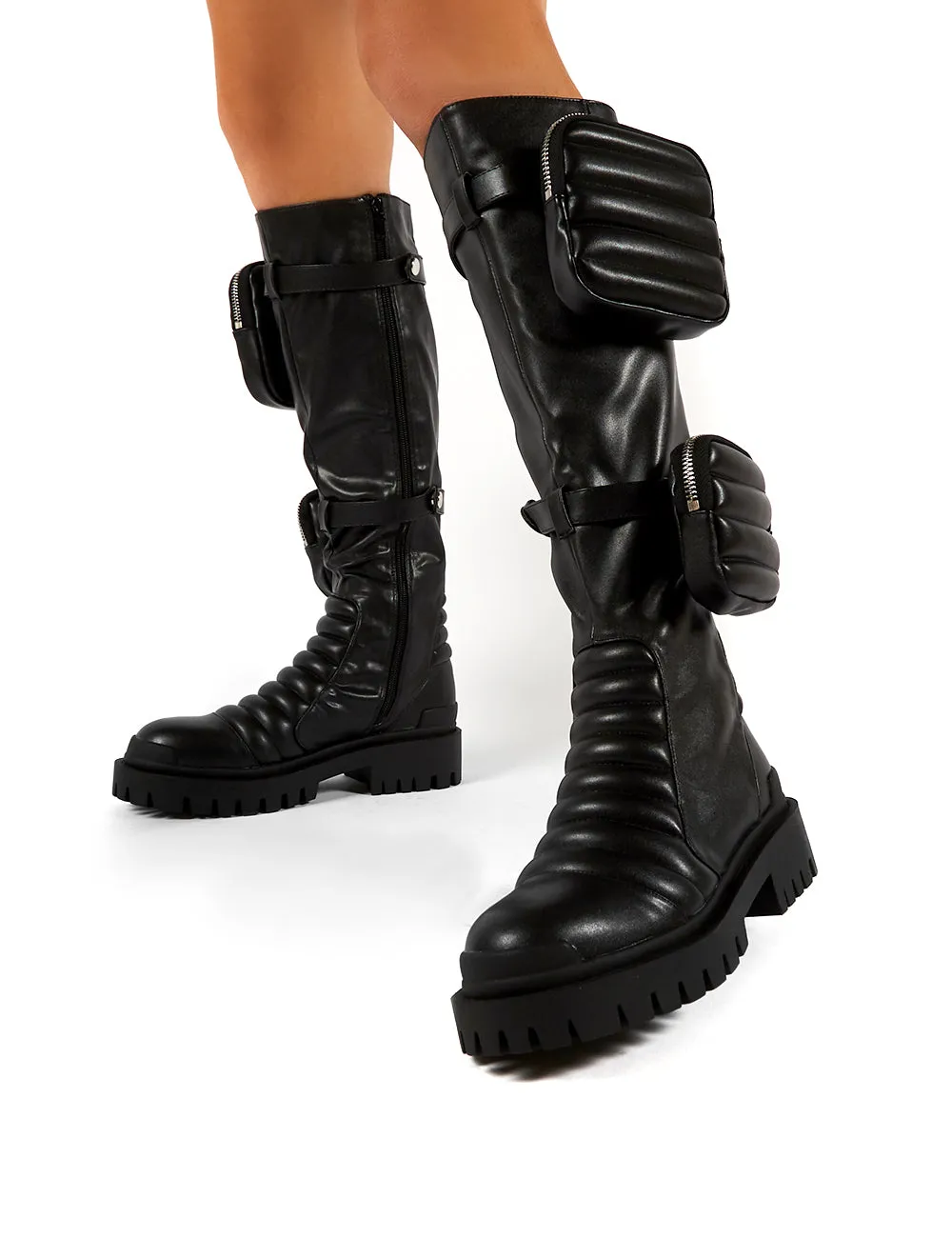 Tayla Black Knee High Pouch Boots sold by Public Desire product image thumbnail 3