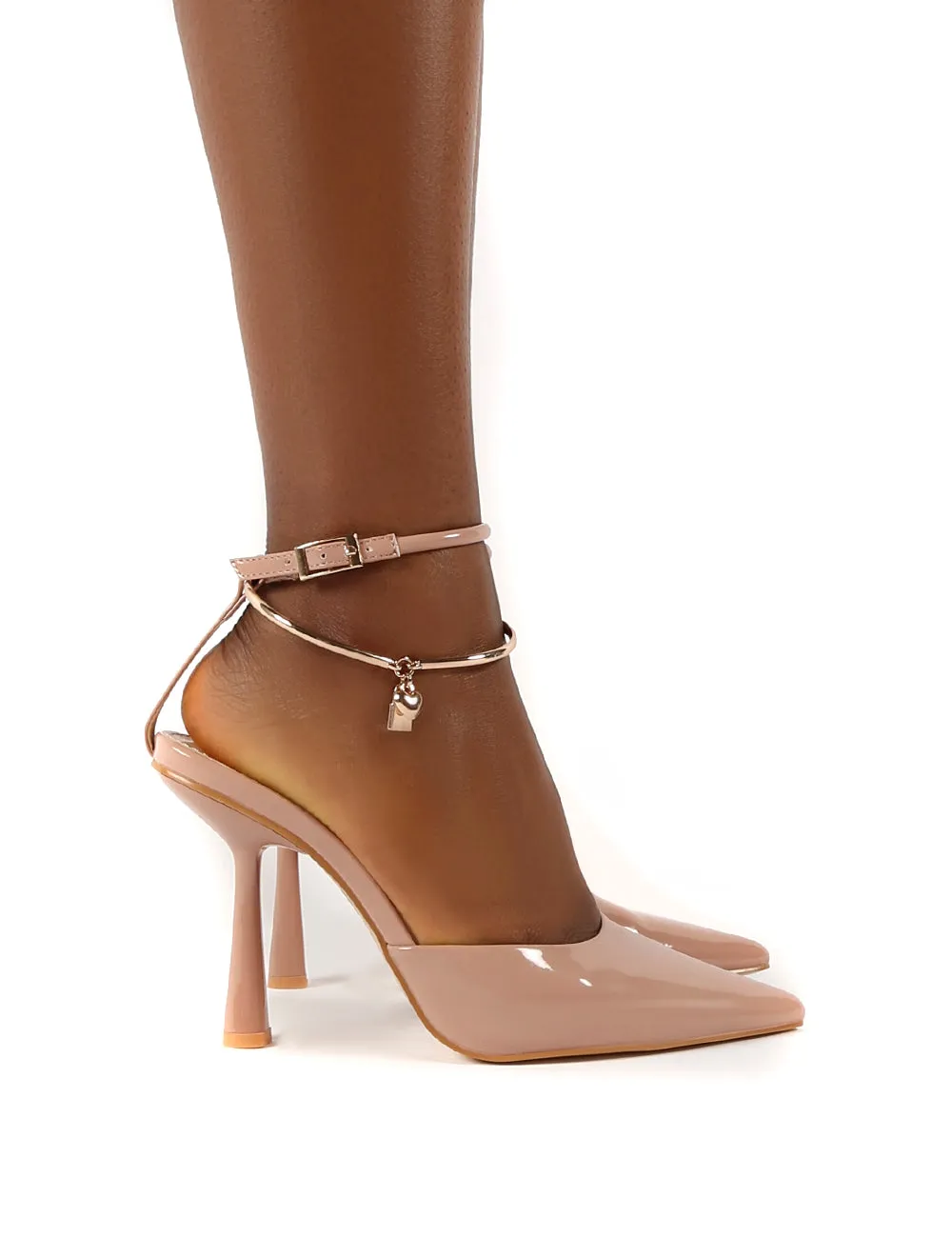 Decision Nude Patent Wide Fit Anklet Detail Court Heels sold by Public Desire product image thumbnail 3