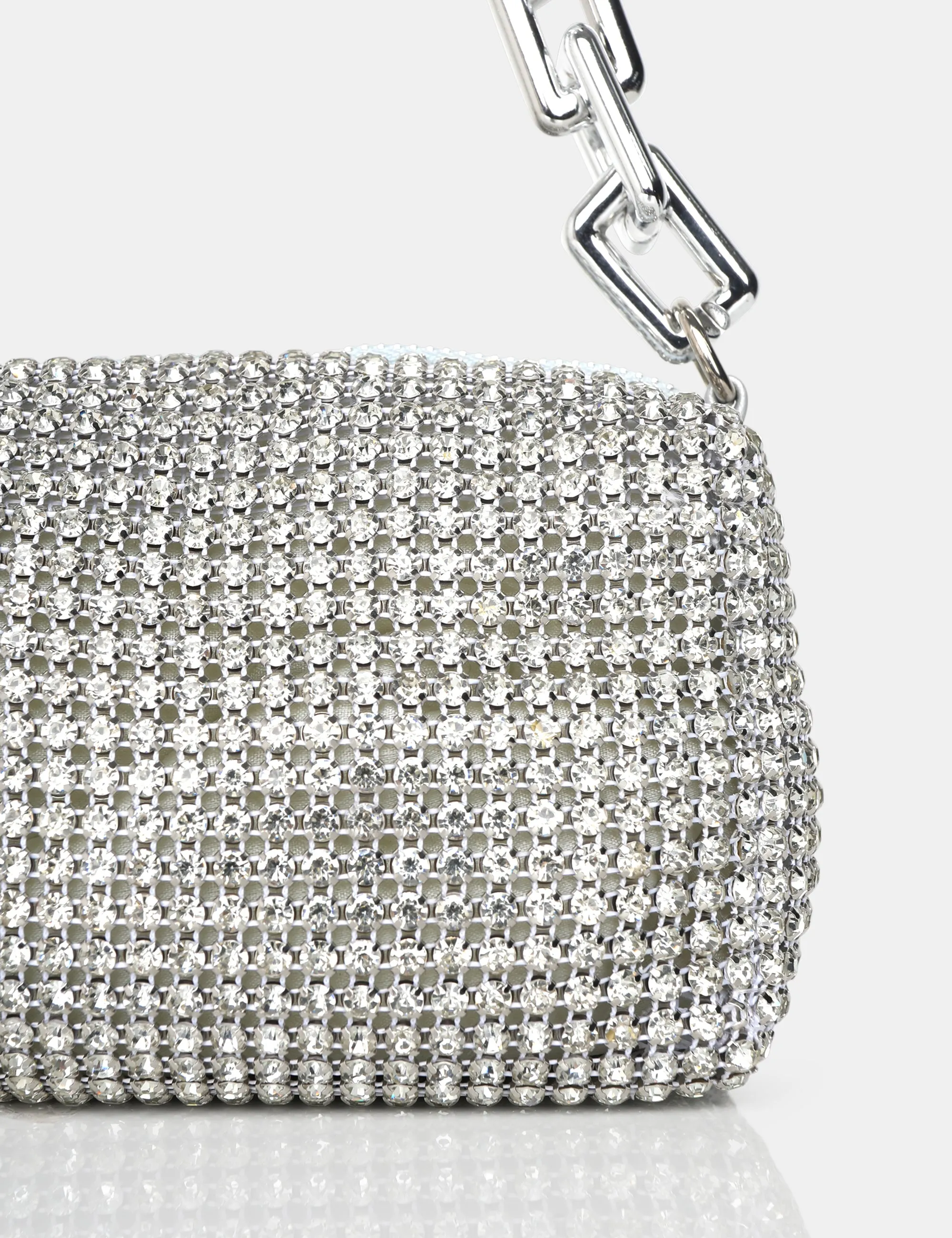 Dakota Silver Sparkly Diamante Rhinestone Chainmail Handbag sold by Public Desire product image thumbnail 3
