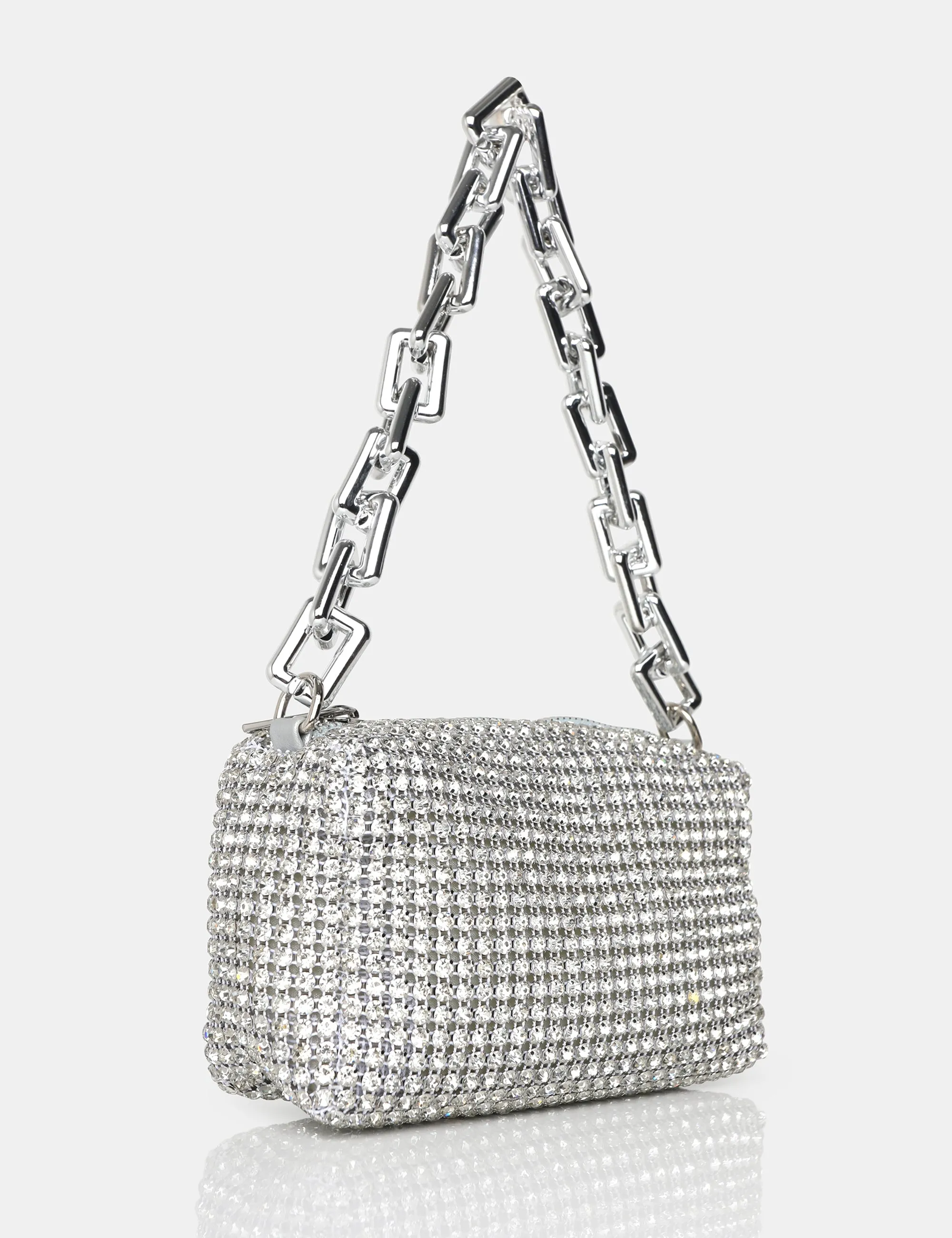 Dakota Silver Sparkly Diamante Rhinestone Chainmail Handbag sold by Public Desire product image thumbnail 2