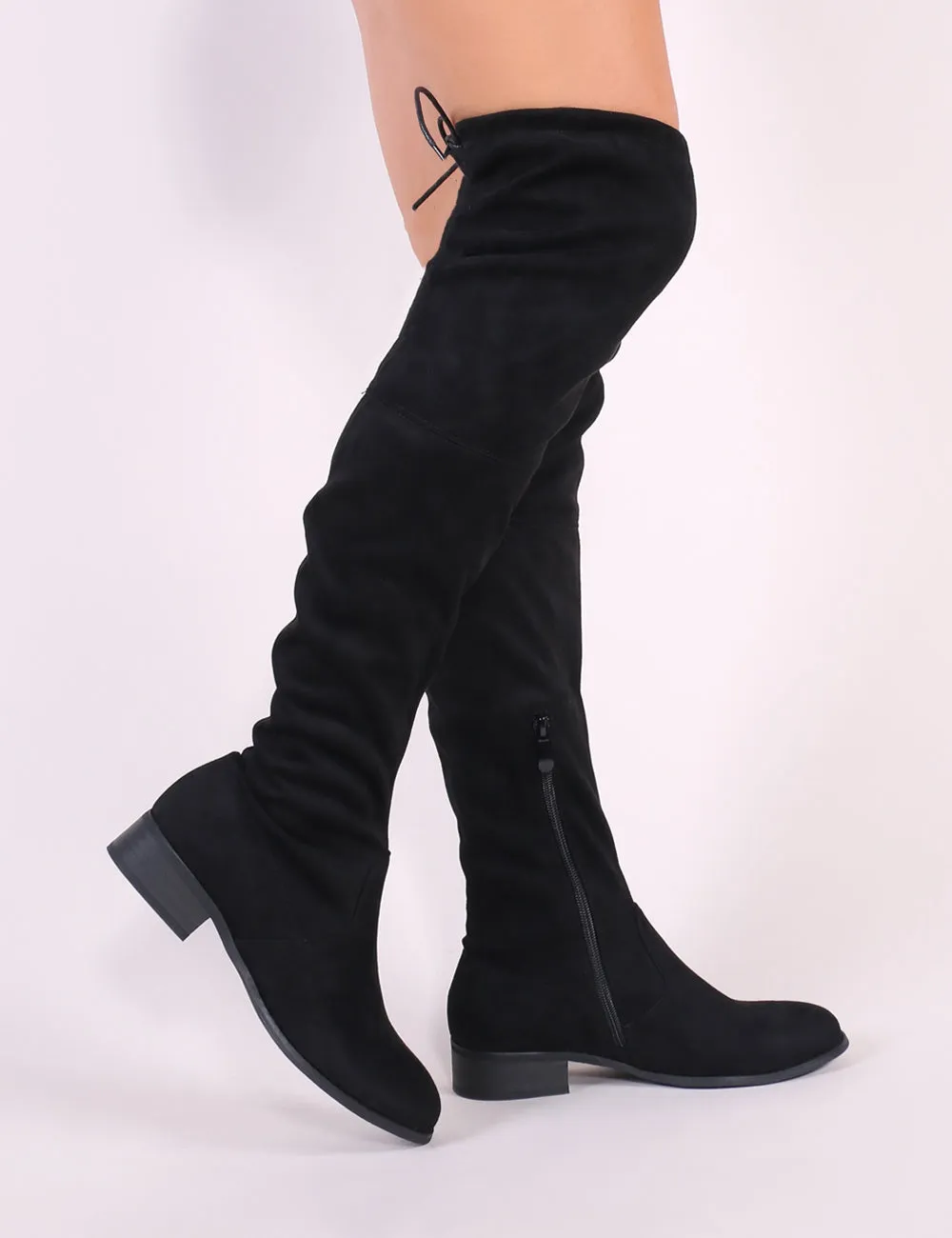 Joy Over the Knee Boots in Black Faux Suede sold by Public Desire product image thumbnail 2