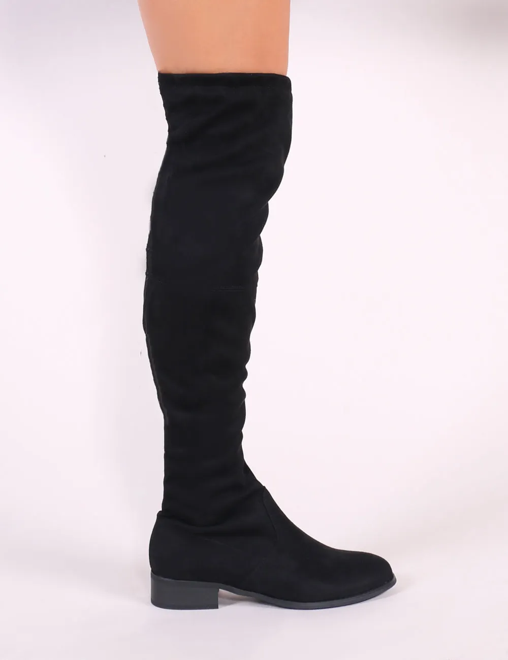 Joy Over the Knee Boots in Black Faux Suede sold by Public Desire product image thumbnail 4