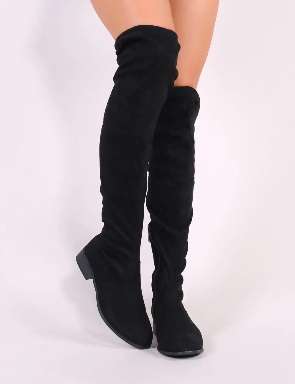 Joy Over the Knee Boots in Black Faux Suede sold by Public Desire product image thumbnail 5