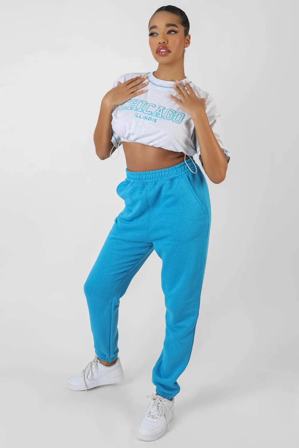 Chicago Elasticated Hem Cropped T-Shirt Oatmeal Marl sold by Public Desire product image thumbnail 3