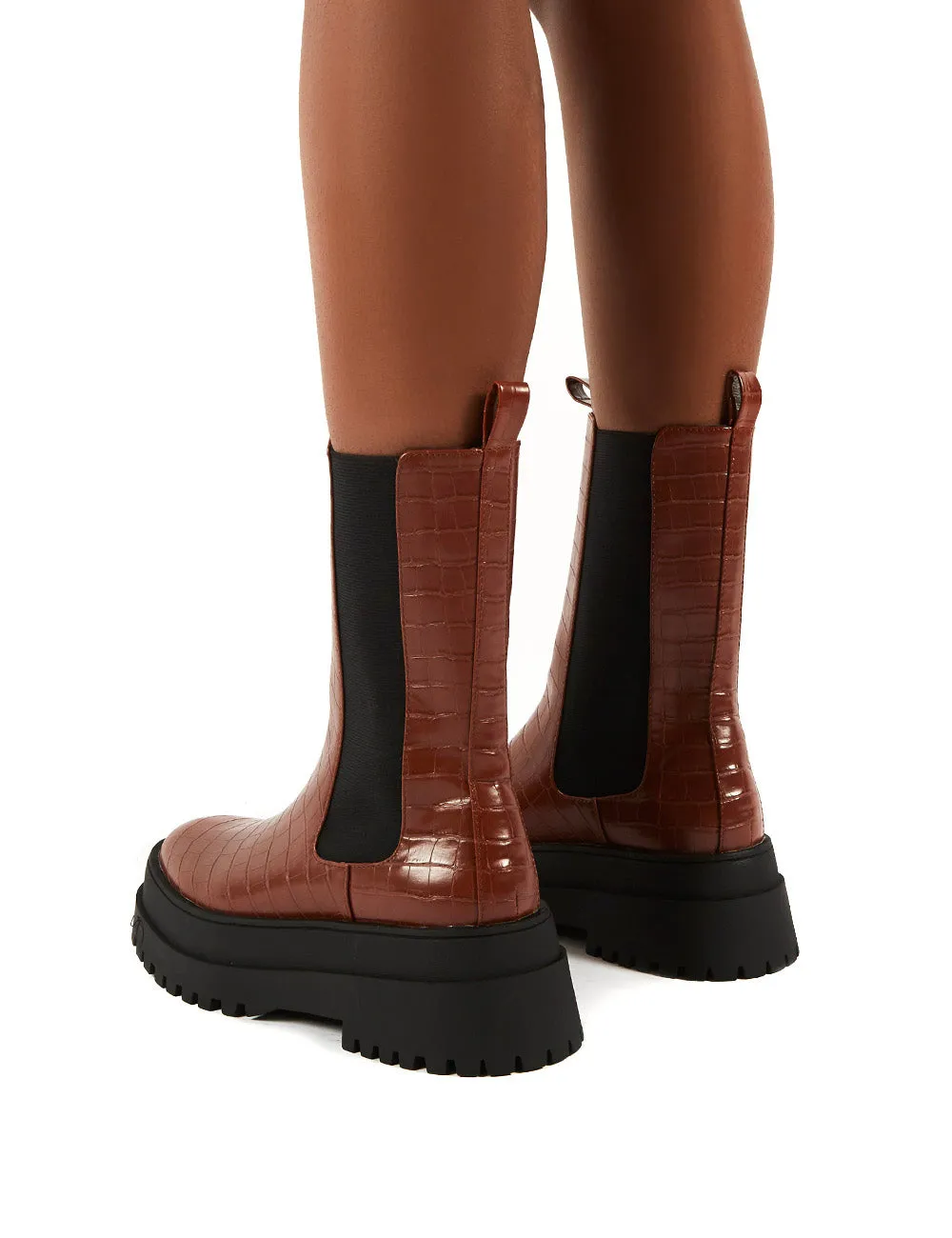 Blame Tan Chunky Sole Calf High Boots sold by Public Desire product image thumbnail 4