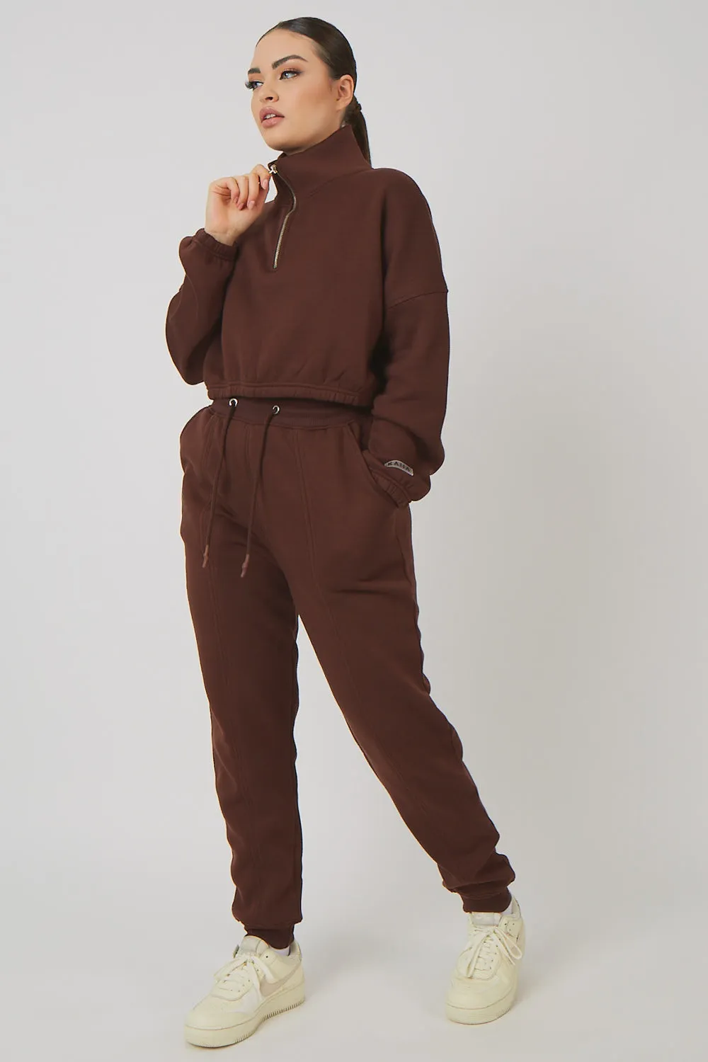 Oversized Fit Seam Front 90S Joggers Chocolate sold by Public Desire product image thumbnail 3