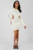 Ribbed Cut Out Waist Dress Ivory sold by Public Desire