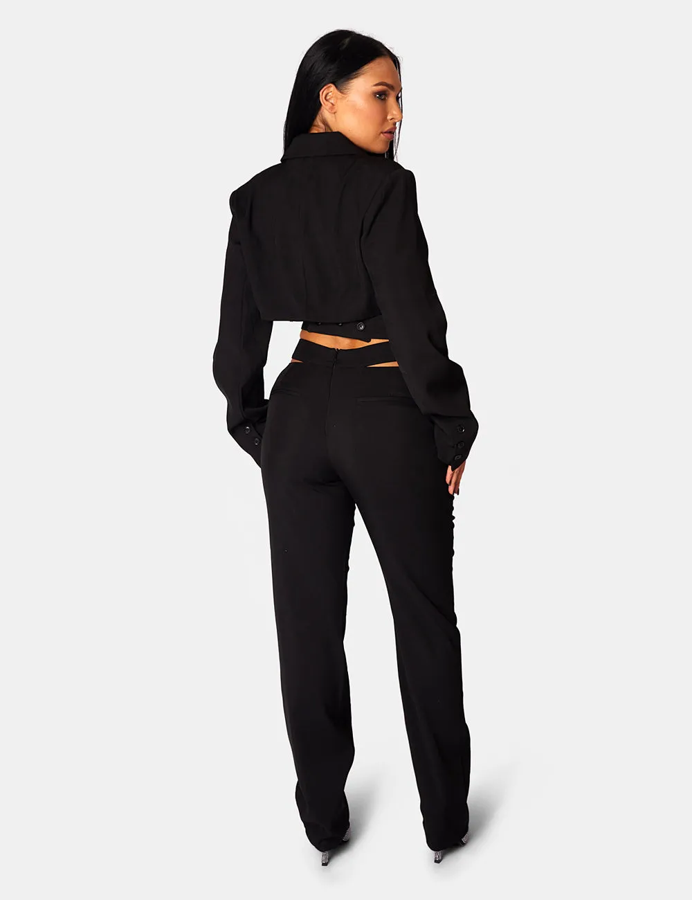 Wrap Front Cropped Blazer Black sold by Public Desire product image thumbnail 4