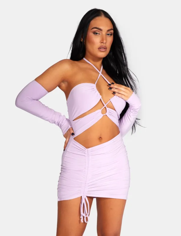 Strappy Cut Away Slinky Dress Lilac sold by Public Desire