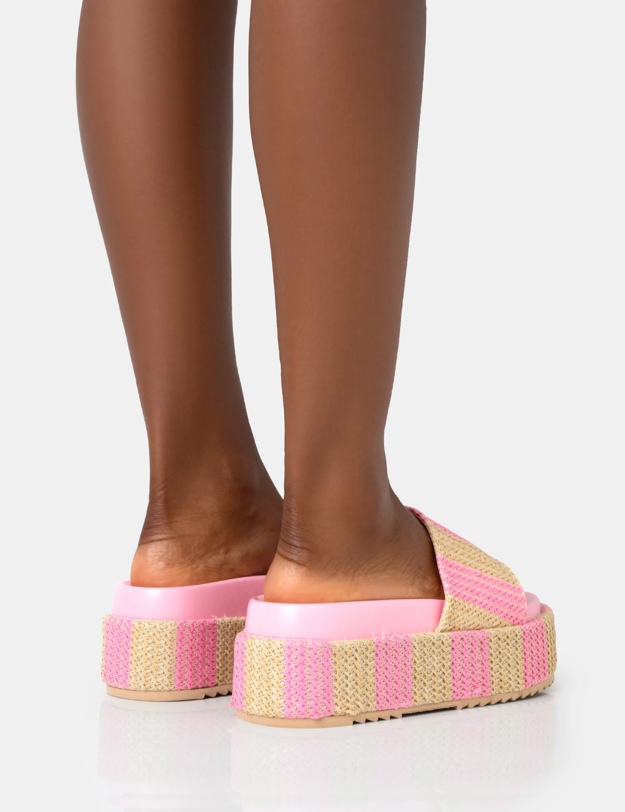 Seashore Pink Stripe Raffia Slider Flatform Sandals sold by Public Desire product image thumbnail 4