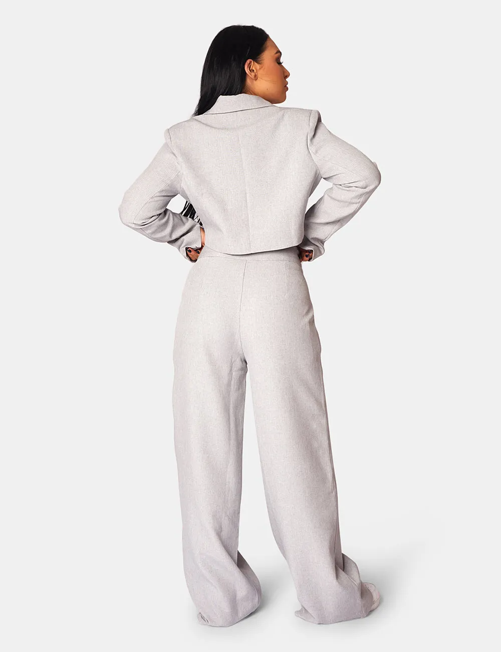 Tailored Premium Boxy Cropped Blazer Grey sold by Public Desire product image thumbnail 2