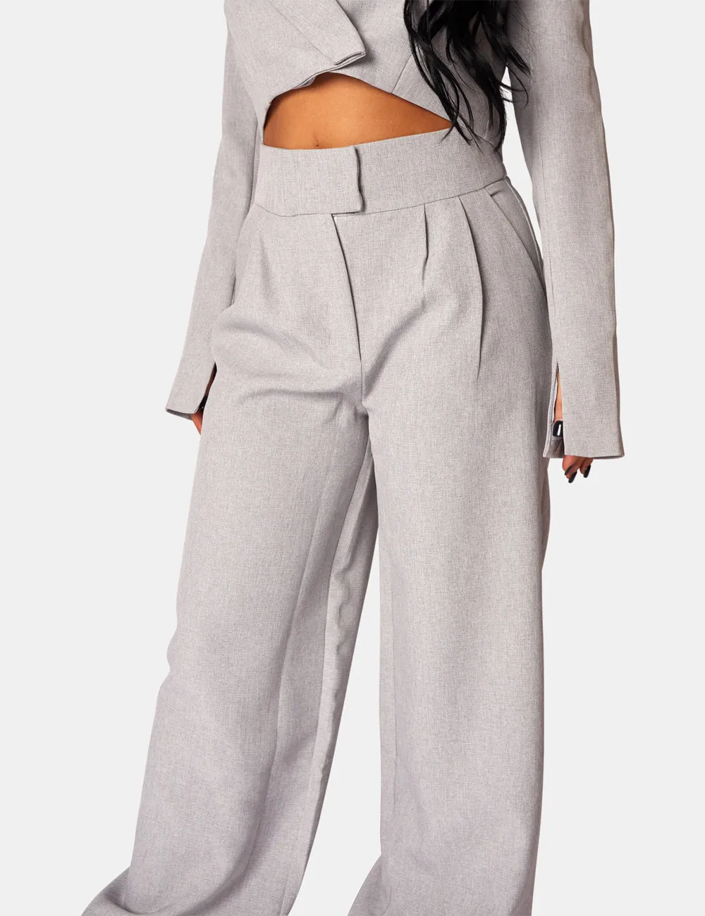 Tailored Premium Boxy Cropped Blazer Grey sold by Public Desire product image thumbnail 3