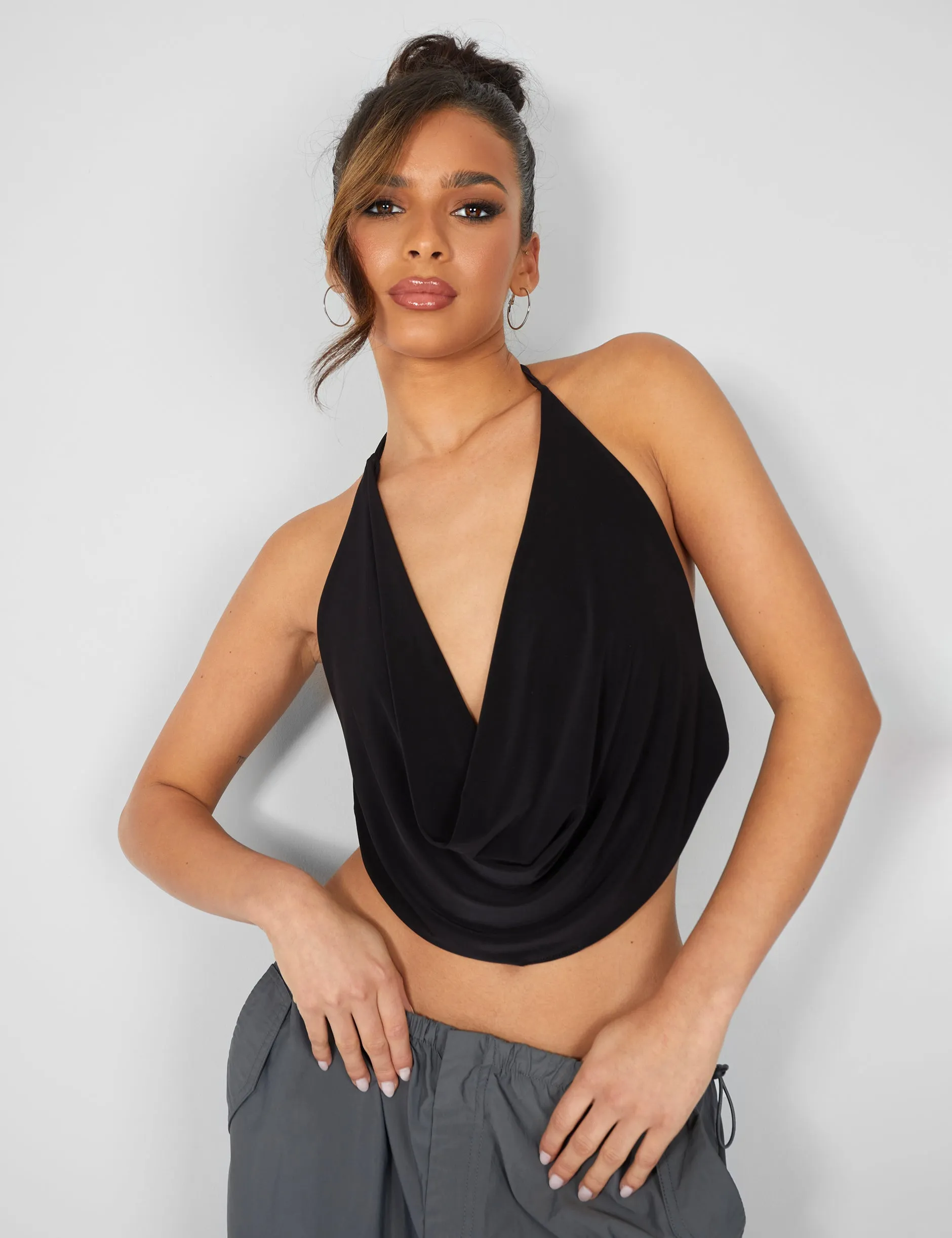 Cowl Neck Crop Top Black sold by Public Desire product image thumbnail 4