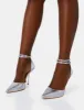 Hypnotize Silver Grain Stud Detail Strappy Stiletto Court Heels sold by Public Desire