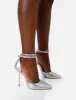 Hypnotize Silver Grain Stud Detail Strappy Stiletto Court Heels sold by Public Desire