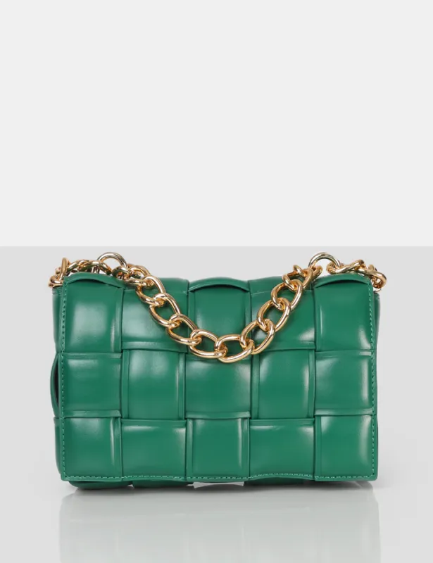The Brodie Green Premium Woven Shoulder Bag sold by Public Desire