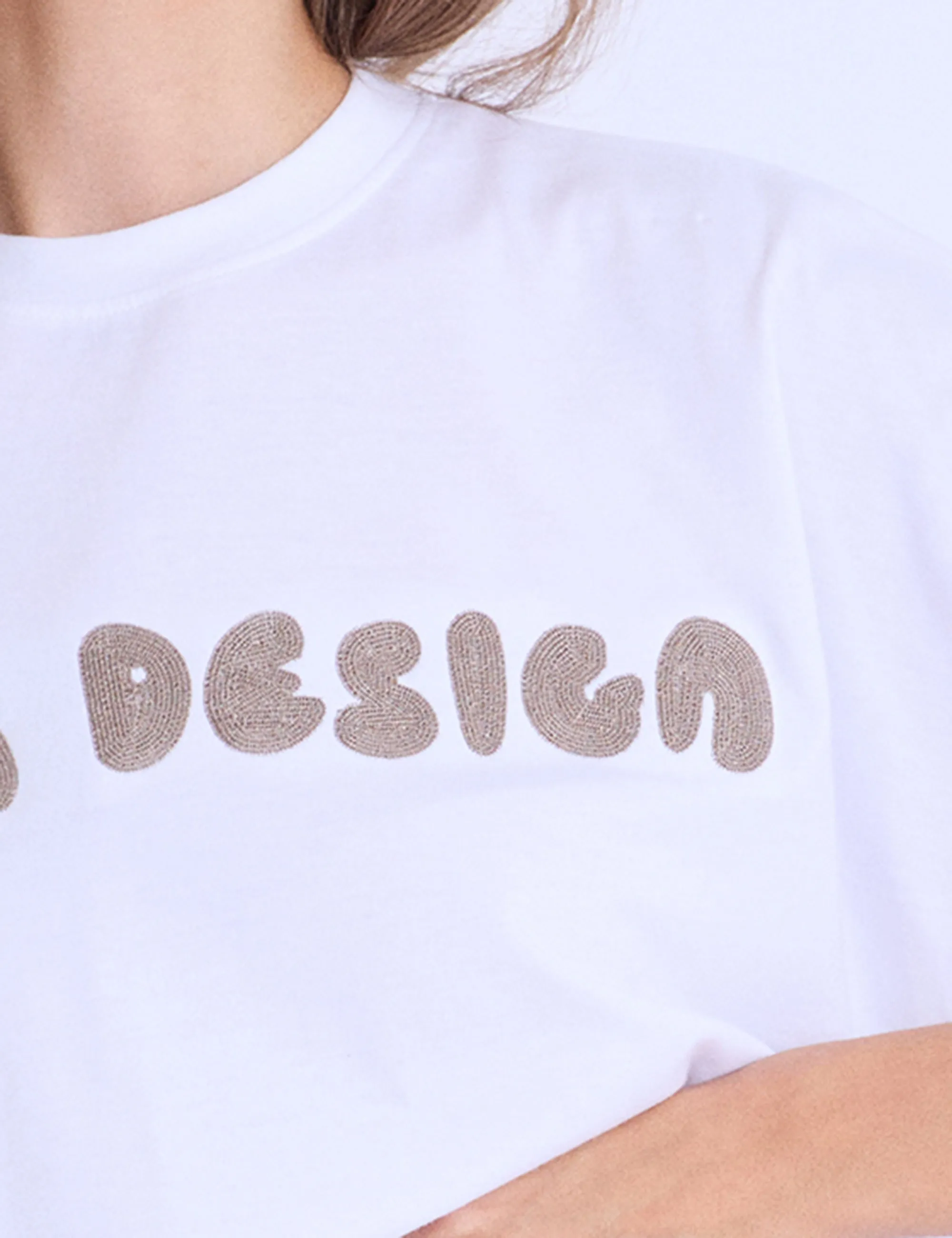 Kaiia Design Embroidered Bubble Oversized T-Shirt White & Light Stone sold by Public Desire product image thumbnail 2