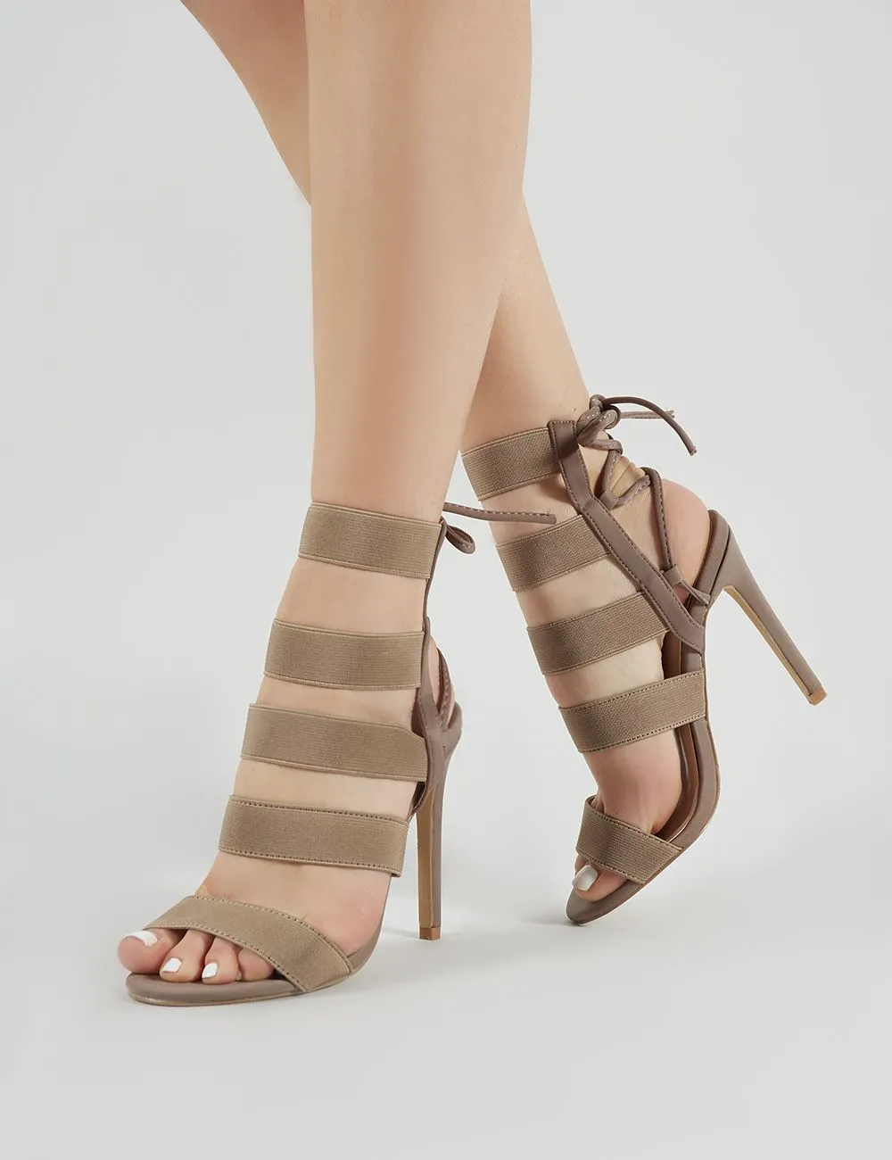 Harper Strappy Stiletto Heels in Taupe sold by Public Desire product image thumbnail 3