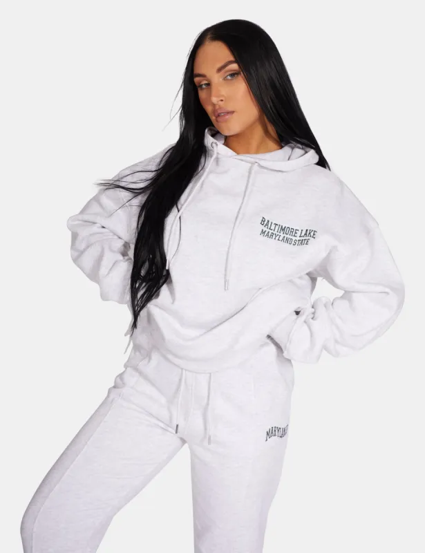 Embroidered Wave Slogan Oversized Hoodie Oatmeal Marl sold by Public Desire