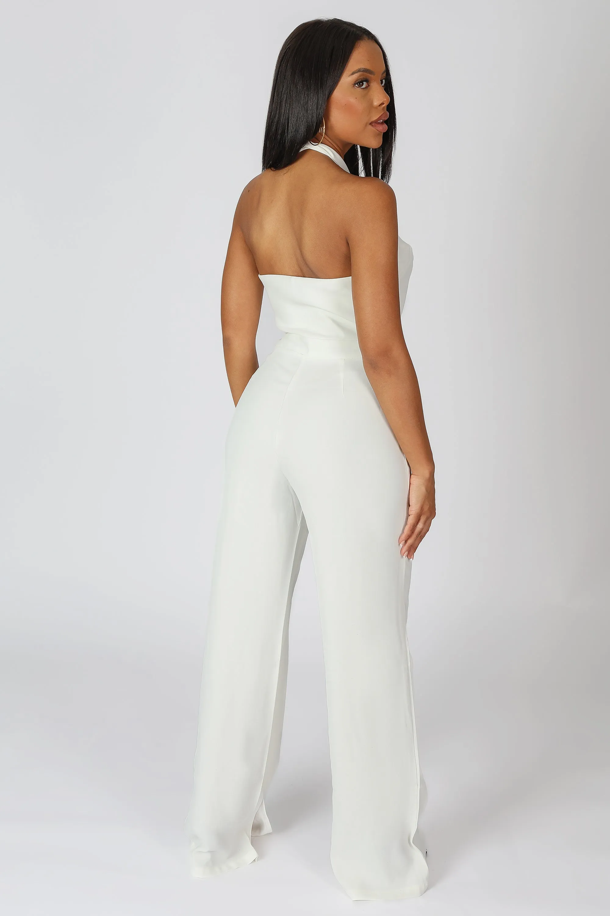 Cross Front Halter Wide Leg Jumpsuit White sold by Public Desire product image thumbnail 3