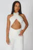 Cross Front Halter Wide Leg Jumpsuit White sold by Public Desire