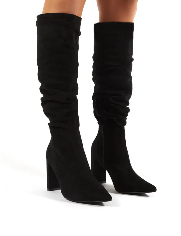 Mine Black Suede Knee High Boots sold by Public Desire