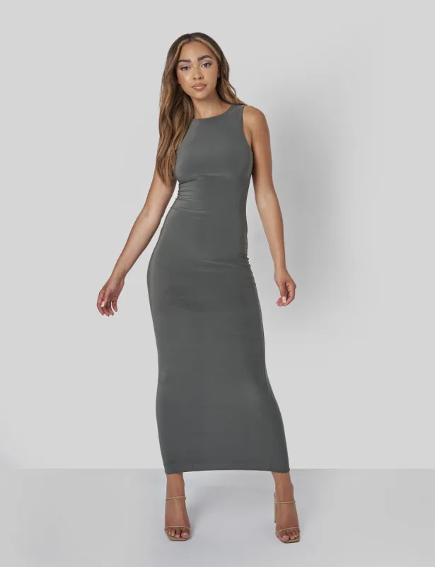 RACER BODYCON MIDI DRESS KHAKI sold by Public Desire