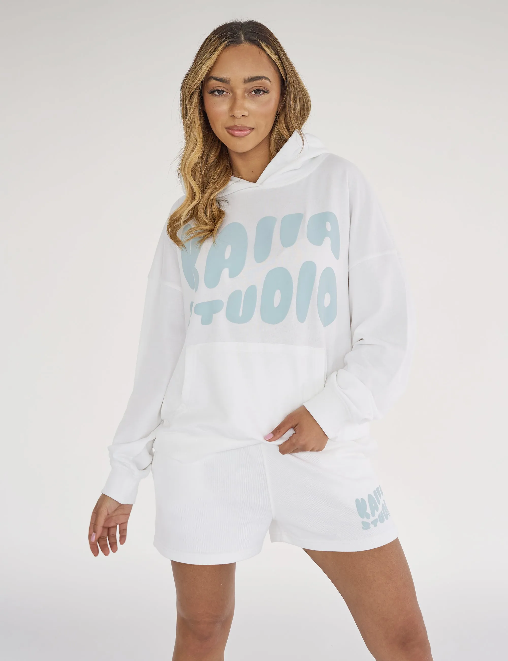 Kaiia Studio Bubble Logo Oversized Hoodie White & Blue sold by Public Desire product image thumbnail 4