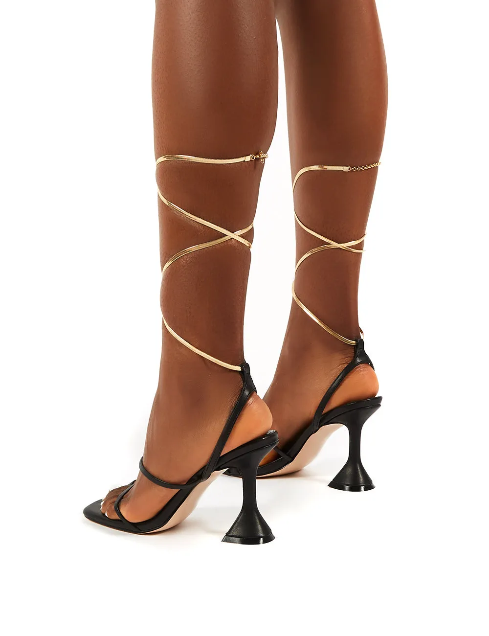 Evalyn Black Lace Up Detail Mid Height Heels sold by Public Desire product image thumbnail 2