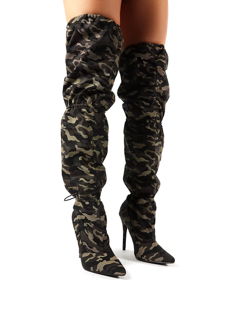 Harem Camo Stiletto Heeled Over the Knee Boots sold by Public Desire product image thumbnail 4