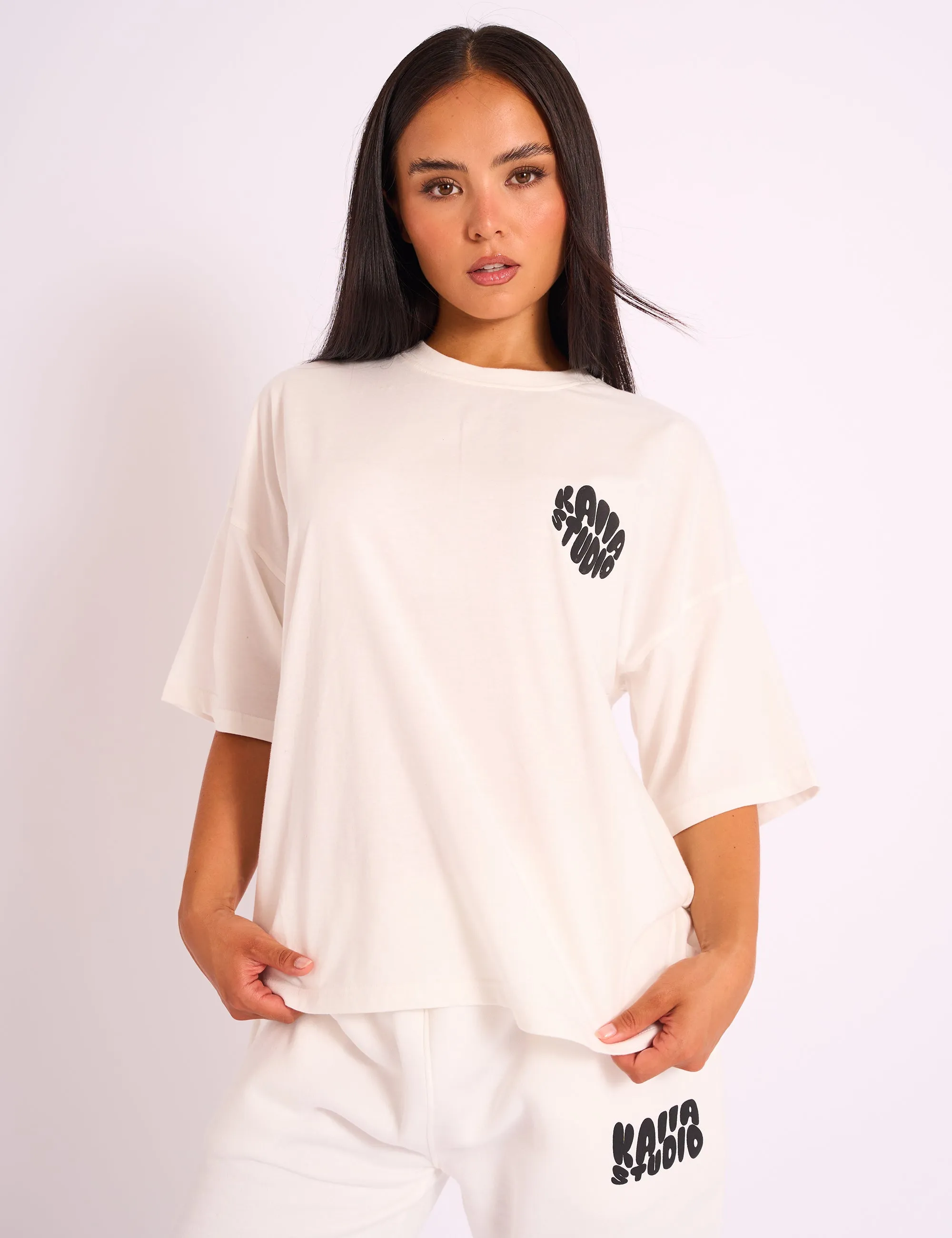 Kaiia Studio Bubble Logo Oversized Tee White & Black sold by Public Desire