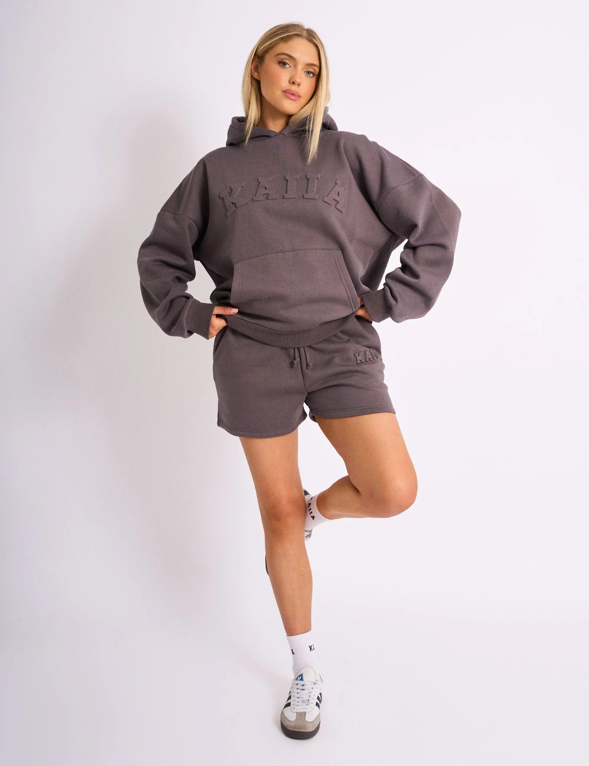 Kaiia Embossed Logo Oversized Hoodie Dark Grey sold by Public Desire product image thumbnail 4