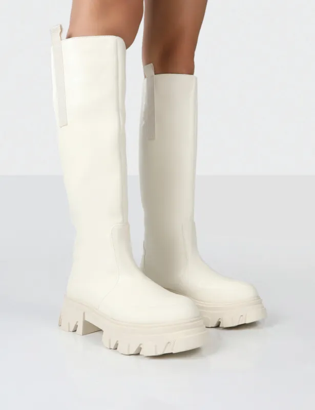Genius Off White Knee High Chunky Sole Boots sold by Public Desire