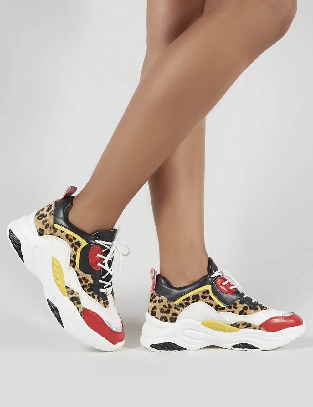 Pounce Chunky Trainers in Colourblock and Leopard Print sold by Public Desire product image thumbnail 4