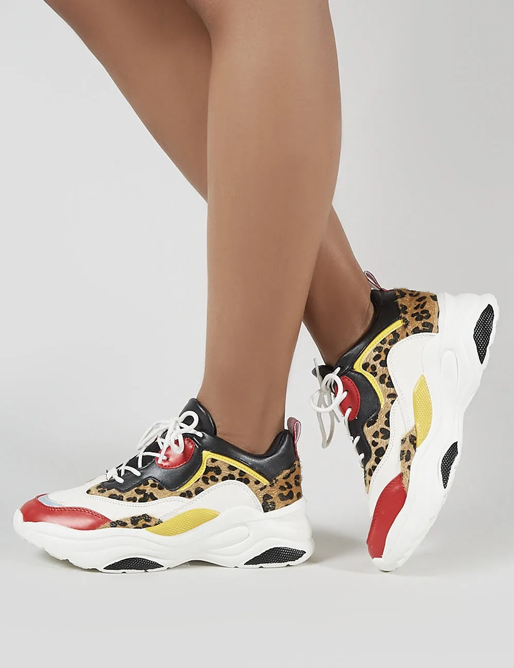 Pounce Chunky Trainers in Colourblock and Leopard Print sold by Public Desire product image thumbnail 3