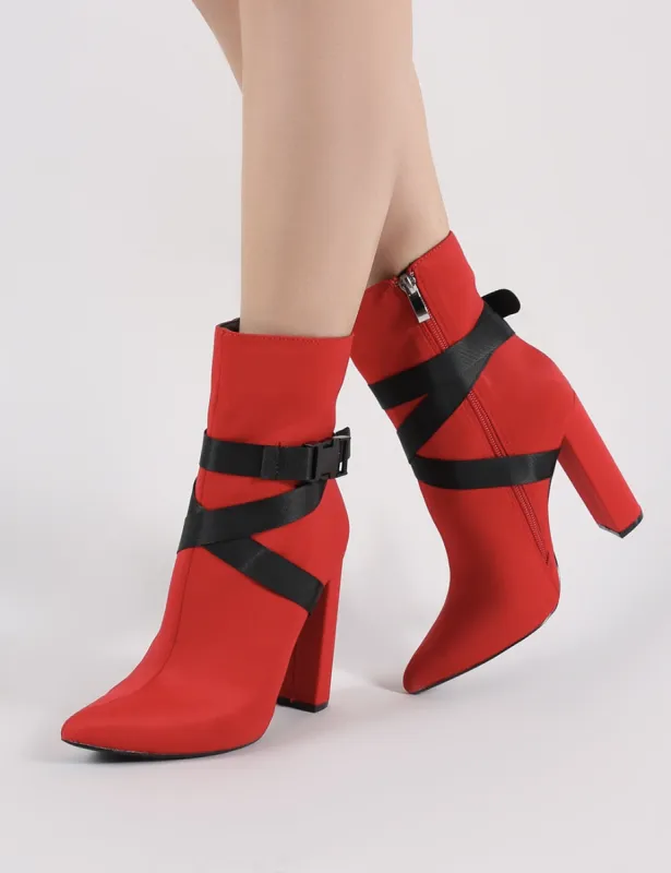 Drift Sports Luxe Ankle Boots in Red made by Public Desire
