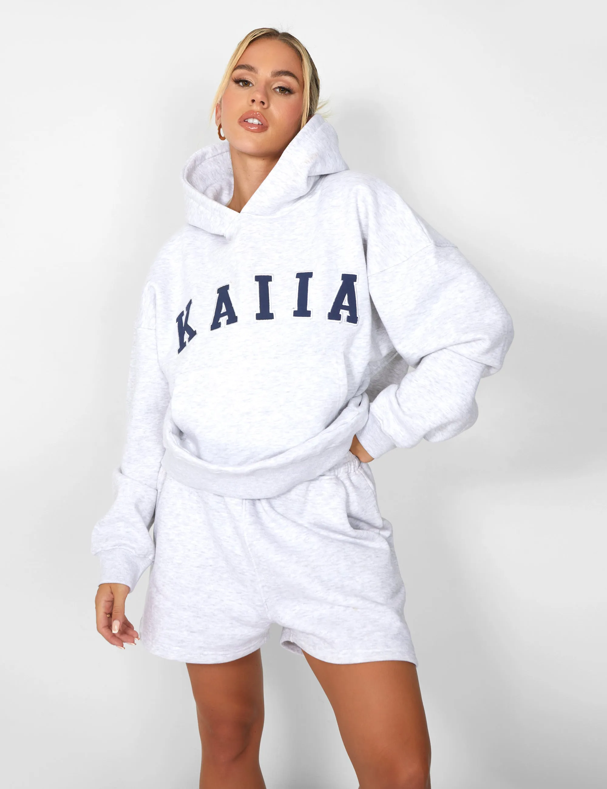 Kaiia Slogan Oversized Hoodie In Grey Marl sold by Public Desire product image thumbnail 3