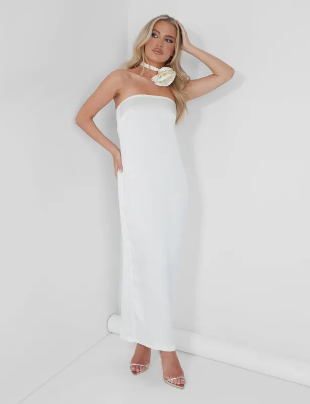 Bandeau Satin Maxi Dress Oyster sold by Public Desire