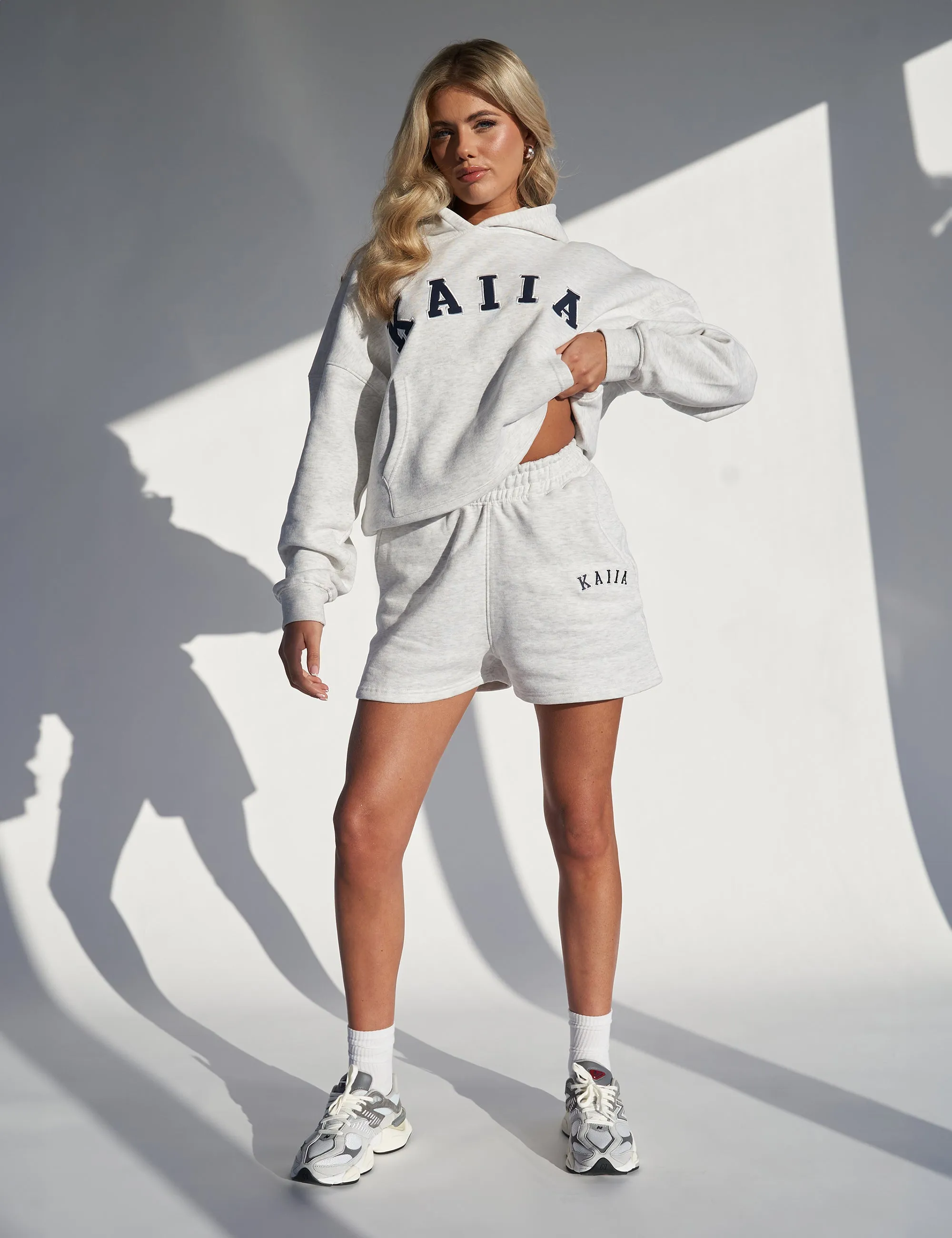 Kaiia Slogan Oversized Hoodie In Grey Marl sold by Public Desire