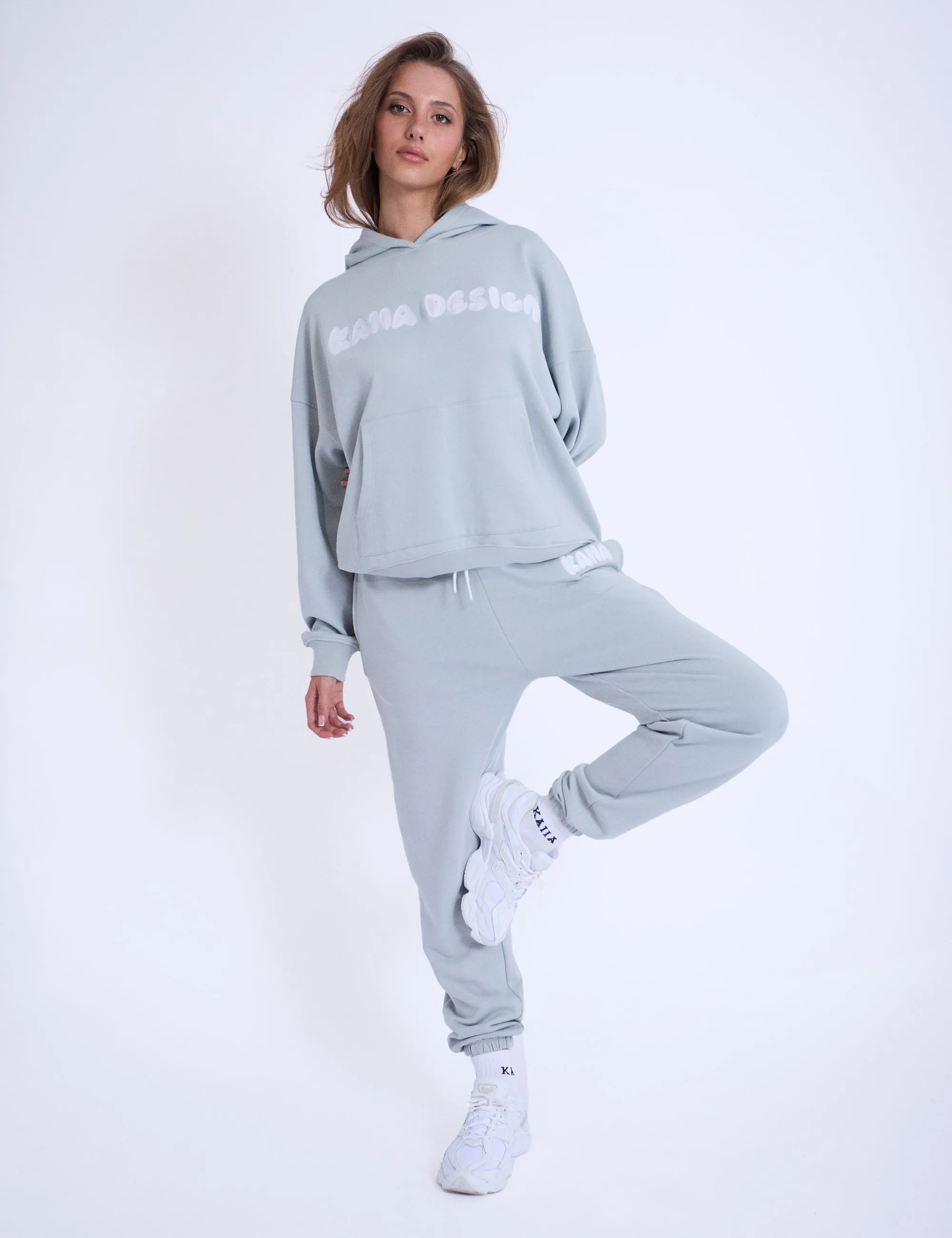 Kaiia Design Embroidered Bubble Logo Oversized Hoodie Foam Blue sold by Public Desire product image thumbnail 4